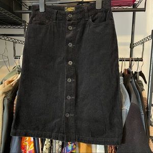 Le Mont Saint Michele Black Corduroy Midi Skirt